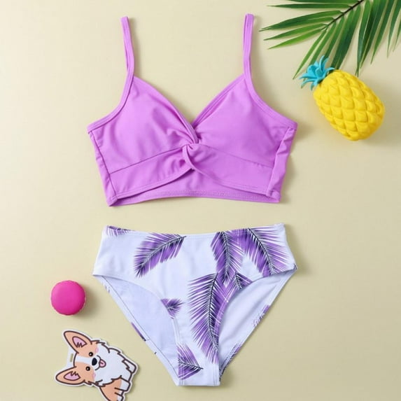 GYRATEDREAM Girl's 2 Piece Swimsuit Sport High Waist Bikini Set Bathing Suit 7-13 Years