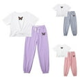 thumbnail image 1 of GYRATEDREAM Girl's 2 Pieces Outfit Butterfly Print Crop Tops and Pant Set Clothing Set 6-14 Years, 1 of 12
