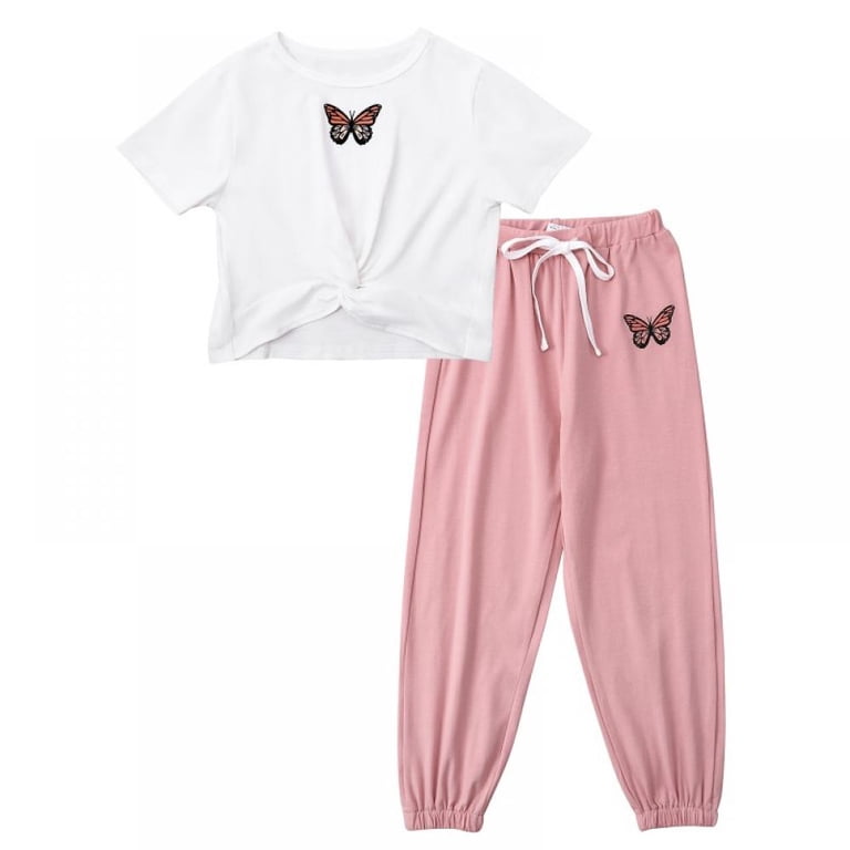 Ensemble été Gymboree Motif Papillons Pour Fille - Taille 5 - (2 T-shirts, 1 Sweat, 1 Pantalon) - Occasion TBE