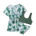 thumbnail image 1 of GYRATEDREAM Girl's 3 Piece Print High Waisted Bikini Swimsuit with Kimono Cover Up Bathing Suit Outfits Quick Dry Swimwear, 1 of 6