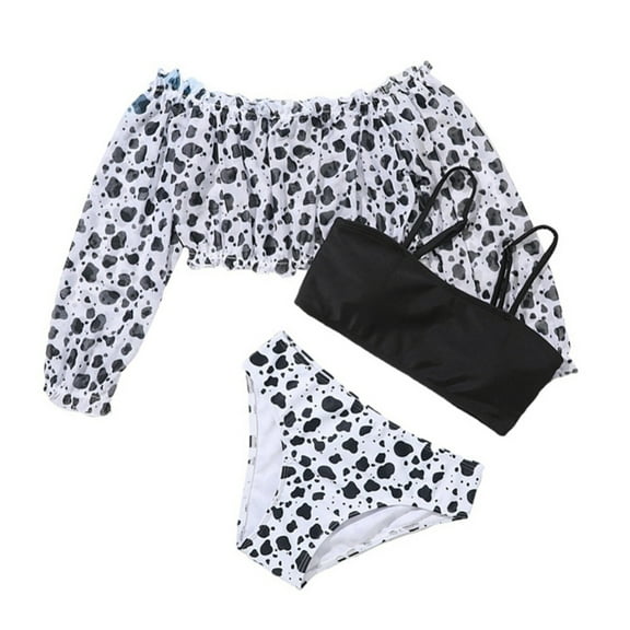 GYRATEDREAM Girl's 3 Piece Swimsuits Printed Cami Top High Waisted Shorts Bikini Bathing Suit Beach Swimwear