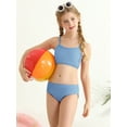 thumbnail image 1 of GYRATEDREAM Girl's Cute Two Piece Ribbed Swimsuit Adjustable Spaghetti Strap Wireless Bikini Set 8-13 Years, 1 of 6