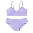 thumbnail image 1 of GYRATEDREAM Girl's Cute Two Piece Swimsuit V Neck Spaghetti Strap Wireless Bikini Set Kids Tankini Bathing Suit Sport Swimwear for 9-10Y Purple, 1 of 9
