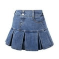 thumbnail image 1 of GYRATEDREAM Girl's High Waist Denim Skirts Hem Pleated Skirt Casual Regular Fit Denim Skirt, 8-9 Years, 1 of 8