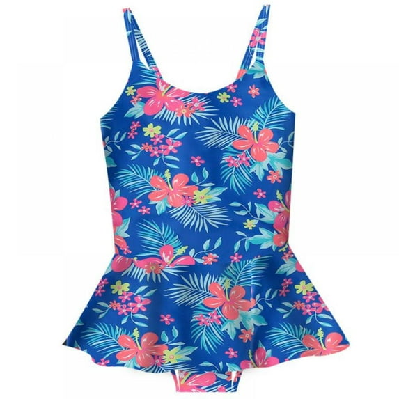 GYRATEDREAM Girl's One Piece Swimsuit Scoop Neck Bathing Suit Kids Summer Beach Bathing Suit Bikini, Size 7-8 Years