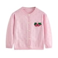 thumbnail image 1 of GYRATEDREAM Toddler Girls Cardigan Sweater Kids Uniform Tops Crew Neck Long Sleeve Solid Strawberry Sweaters 3-7 Years, 1 of 9