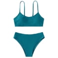 thumbnail image 1 of GYRATEDREAM Girl's Two Piece Swimsuit High Waisted Spaghetti Strap Swimsuit Solid Color Bathing Suit Bikini Sets, 1 of 4
