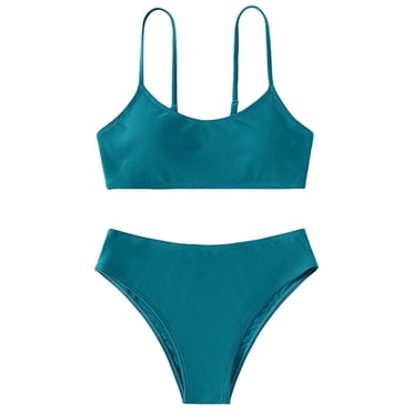 JEOCODY Women's Two Piece Swimsuit - High Waisted Bikini Set With Adjustable Straps