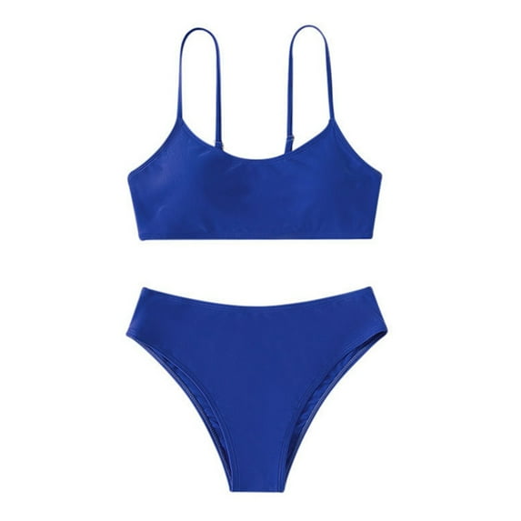GYRATEDREAM Girl's Two Piece Swimsuit High Waisted Spaghetti Strap Swimsuit Solid Color Bathing Suit Bikini Sets