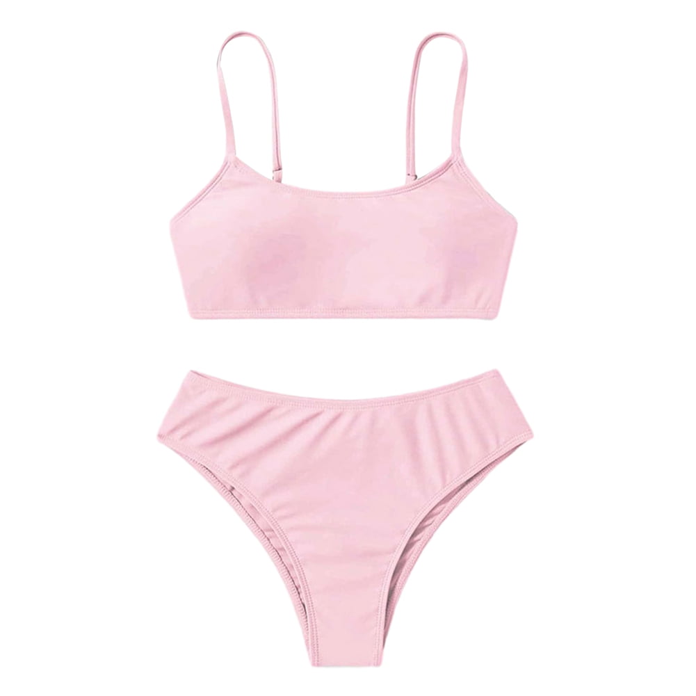  Girls Swimwear Size 13 14,Two Piece Swimsuit Criss Cross Bathing  Suit V-Neck Adjustable Shoulder Straps Girl Bikini Set Hot Pink