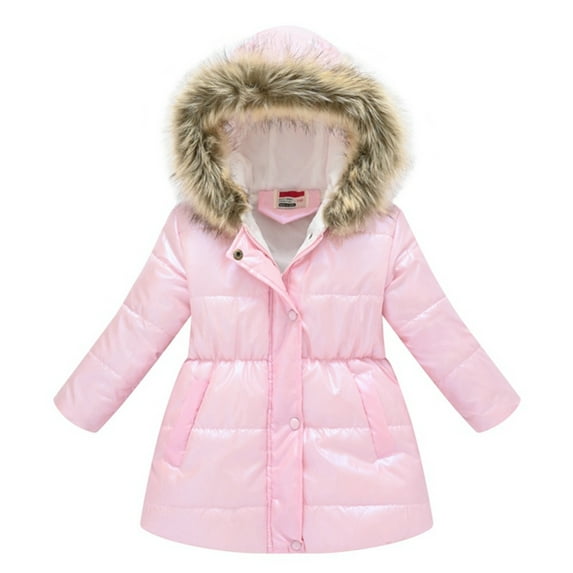 GYRATEDREAM Girl's Winter Coat Jacket Hooded Kids Toddler Waterproof Parka Outwear Warm Cotton Puffer Hooded Jacket for 4-10Y