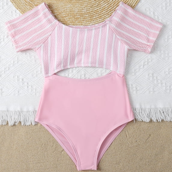 GYRATEDREAM Girls 1-Piece Sport Swimsuit Cut Out Summer Monokini Swimwear for 7-14 Years Kid