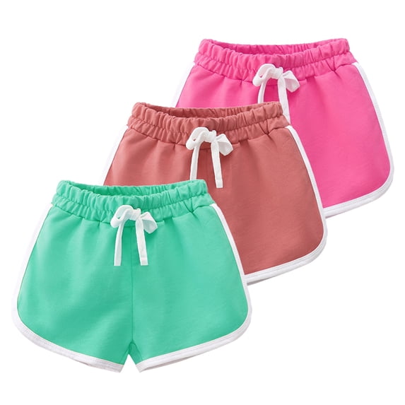 GYRATEDREAM Girls' 100% Cotton Active Dolphin Shorts 3 Packs for Kids Bike Running Summer Beach Sports Short Pants 12M-5T