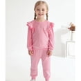 thumbnail image 1 of GYRATEDREAM Girls 2 Piece Outfits Kids Velour Sweatsuit Fall Tracksuits Ruffle Long Sleeve Pullover Sweatpants Clothing Sets, 1 of 9