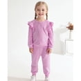 thumbnail image 1 of GYRATEDREAM Girls 2 Piece Outfits Kids Velour Sweatsuit Fall Tracksuits Ruffle Long Sleeve Pullover Sweatpants Clothing Sets, 1 of 9