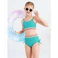 thumbnail image 1 of GYRATEDREAM Girls 2 Piece Swimsuit Woven Color Block Welt Adjustable Straps Swimwear Top High Waisted Bottom Bikini Sets Bathing Suits, 1 of 9