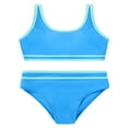 thumbnail image 1 of GYRATEDREAM Girls' 2 Piece Swimsuits Colorblock Spaghetti Strap Cute Bikini Set High Waisted Bathing Suit for 11-12Y Blue, 1 of 8
