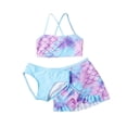 thumbnail image 1 of GYRATEDREAM Girls Swimsuits 3 Piece Bikinis Sets Scale Print Beach Swimwear Bikini Bathing Swimsuits for 7-14 Years, 1 of 7