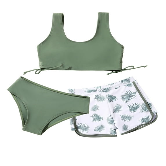 GYRATEDREAM Girls 3 Piece Swimsuits Print Top and Shorts Bikini Set Bathing Suit with Swimsuits Cover Up for 10 Years