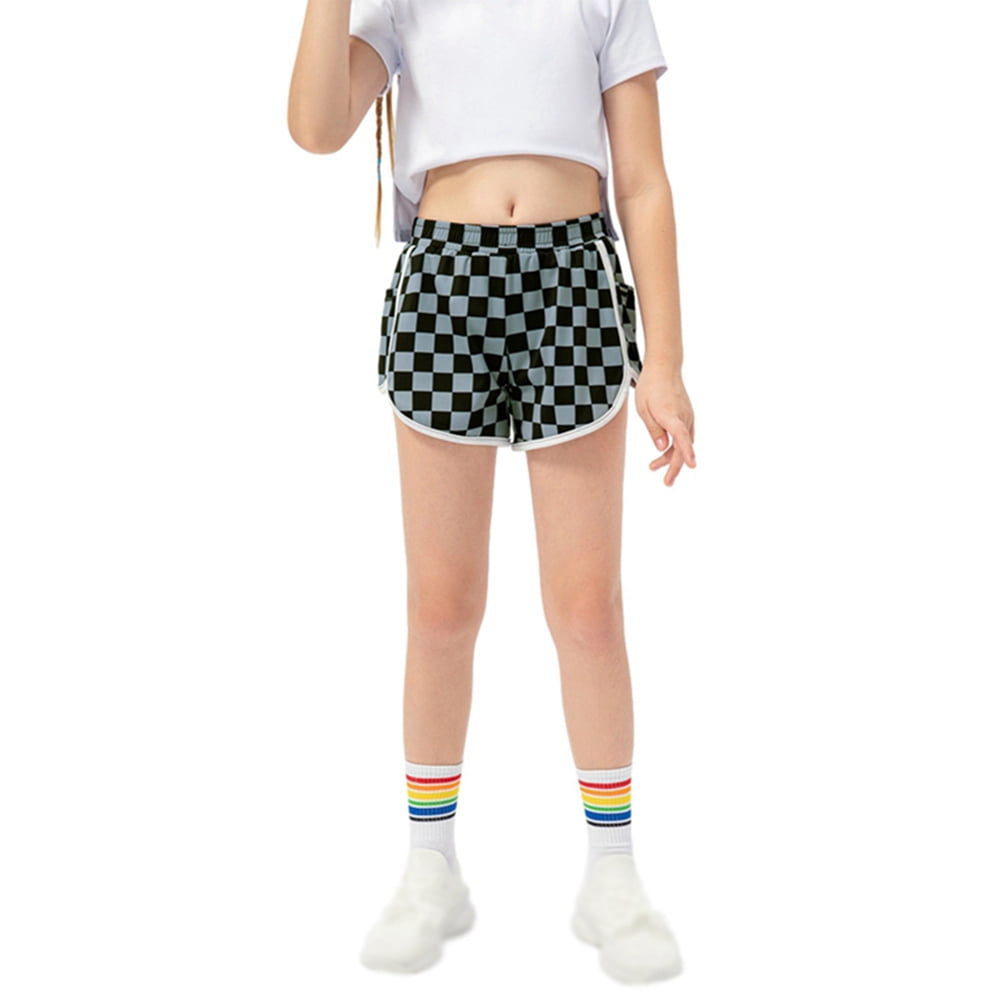 ★CERRIC★POCKET GIRL ROUND TOP★1555_1554★White_Charcoal★ GYRATEDREAM Girls' Active Dolphin Shorts for Girls Kids
