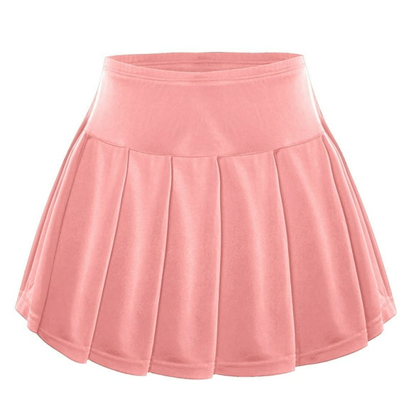 GYRATEDREAM Girls Activewear Skorts High Waisted Pleated Tennis Skirts Running Workout Athletic Mini Skirts for 7-9Y Pink