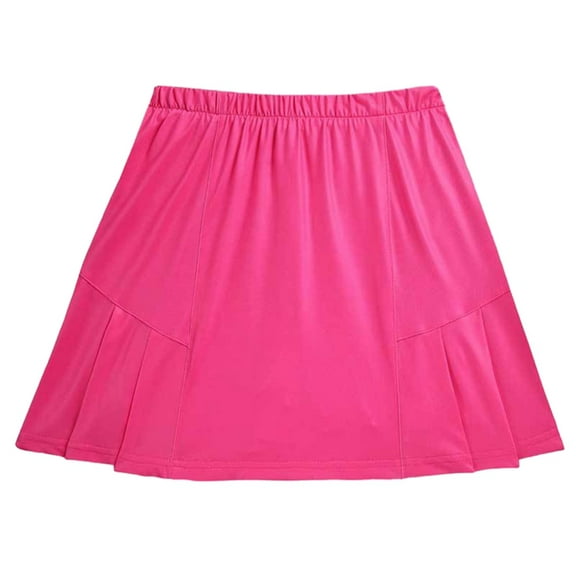 GYRATEDREAM Girls Athletic Tennis Skirts Flowy High Waisted Tiered Pleated Skirts Workout Sport Performance Skorts for 8-9Y Rose Red