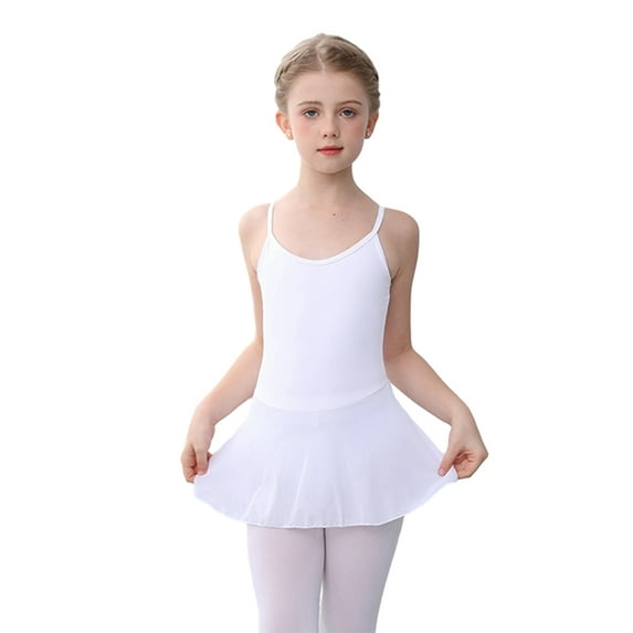 GYRATEDREAM Girls Ballet Leotards Dress Toddler Baby Spaghetti Straps Sleeveless Dance Outfits with Skirt Classic Kids Teen Workout Gym Clothes for 4-14 Years