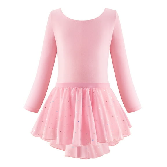 GYRATEDREAM Girls Ballet Leotards Long Sleeve Outfits Dress Tutu Dress with Sparkling Sequin for 5-12 Years
