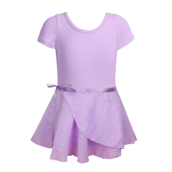 GYRATEDREAM Girls Ballet Leotards with Skirt Classic Short Sleeve and Criss-Cross Back Dance Gymnastic Ballerina Outfit Dress for 2-10 Years