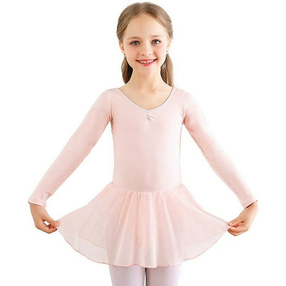 GYRATEDREAM Girls Ballet Long Sleeve Skirted Leotards with Tutus Skirt Dance Dress Ballerina Outfits 4-10T