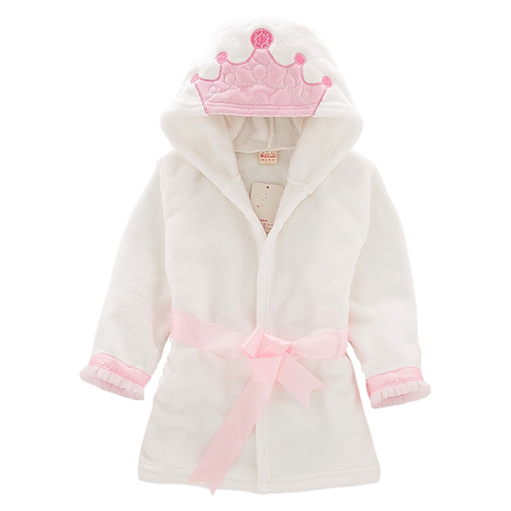 GYRATEDREAM Girls Bathrobes Kids Hooded Robes Plush Warm Fleece Pajamas