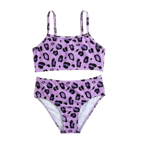 GYRATEDREAM Girls Bikini Set Printing Bathing Suits Ruffle Flounce Two Piece Swimsuits Kids Wireless Bikini Set