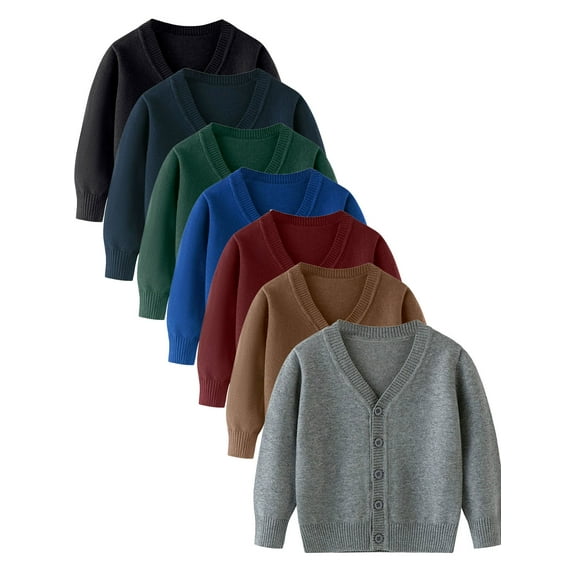 GYRATEDREAM Girls' Boys' Cardigans Sweater Cotton School Uniforms Button Solid Long Sleeve Knit Sweaters 3-10 Years