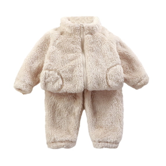GYRATEDREAM Girls Boys Fuzzy Pants Set Fleece Sweatsuit Fluffy Zip Sweatshirt Pants Sets 2 Piece Outfits 1-7 Years