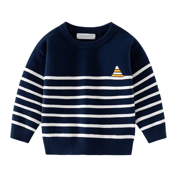 GYRATEDREAM Girls' Boys' Long Sleeve Pullover Stripes Sweaters Baby Toddler Kids Crewneck Cable Jumper 2-7T