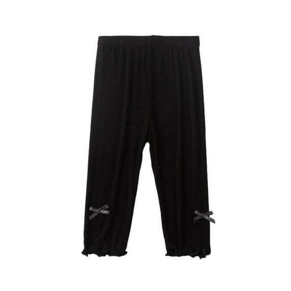 GYRATEDREAM Girls' Capri Leggings 3/4 Pants Basic School Sports Dance Kids Cropped Capri Summer Yoga Running Dance Tights for 12-13Y Black