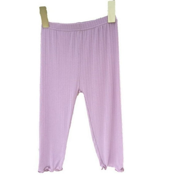 GYRATEDREAM Girls' Capri Leggings 3/4 Pants Basic School Sports Dance Kids Cropped Capri Summer Yoga Running Dance Tights for 9-10Y Purple