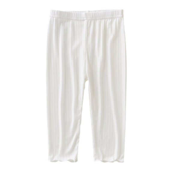 GYRATEDREAM Girls' Capri Leggings 3/4 Pants High Waisted Compression Yoga Tights for Toddler Kids Teens Dance Workout for 5-6Y White