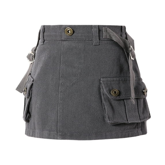 GYRATEDREAM Girls Cargo Skirt Cotton Elastic High Waist Short Mini Skirt with Pockets, 4-5 Years