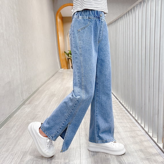 GYRATEDREAM Girls Casual Baggy Wide Leg Denim Pants Straight Leg Jeans Casual Denim Pants