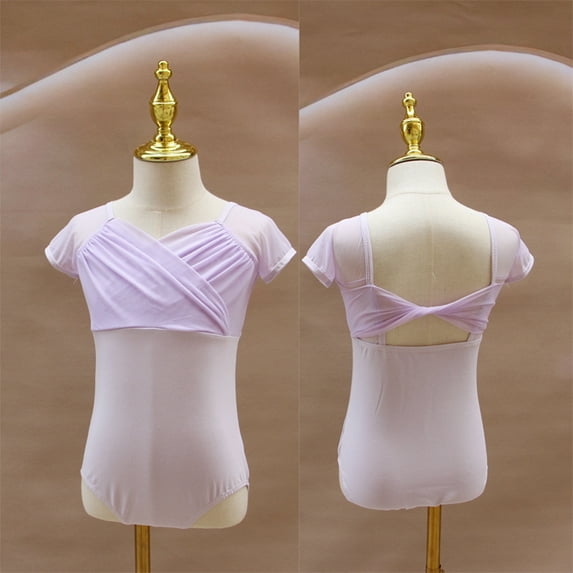 GYRATEDREAM Girls Cotton Ballet Leotards Kids Elastic Puff Sleeve Bodysuit Children Gymnastics Ballerina Dance Costumes for 6-13 Years