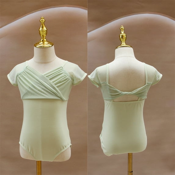 GYRATEDREAM Girls Cotton Ballet Leotards Kids Elastic Puff Sleeve Bodysuit Children Gymnastics Ballerina Dance Costumes for 6-13 Years