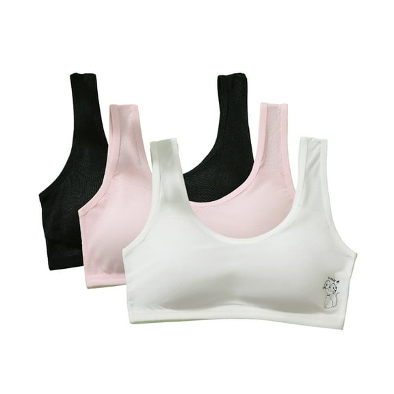 GYRATEDREAM 3 Pack Girls' Seamless Stretch Sports Bra Cotton Crop Bralette Wireless Elastic Bras for Girls 12-16T