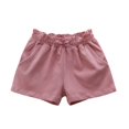 thumbnail image 1 of GYRATEDREAM Girls Cotton Pull on Stretch Tie Shorts with Knit Waistband Kids Solid Color Breathable Running Biker Shorts with Pocket Toddler Child for 2 Years-12 Years, 1 of 5