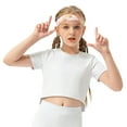 thumbnail image 1 of GYRATEDREAM Girls Crew Neck Crop Tops Kids T-Shirts Summer Basic Short Sleeve Stretch Athletic Tee, 5-12 Years, 1 of 1