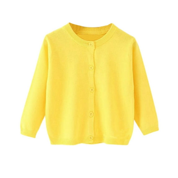 GYRATEDREAM Girls Crewneck Cardigan Long Sleeve Children Kids Button Closure Knitted Sweater Uniform Sweaters for Little Girls