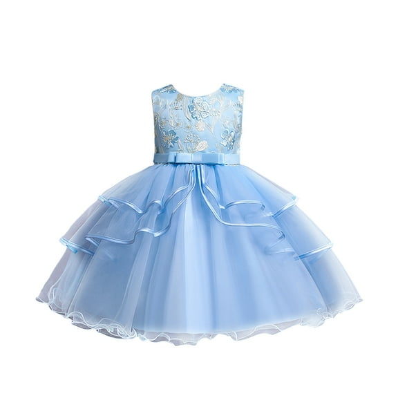 GYRATEDREAM Girls Embroidery Princess Dress Wedding Birthday Party Long Tail Prom Gowns