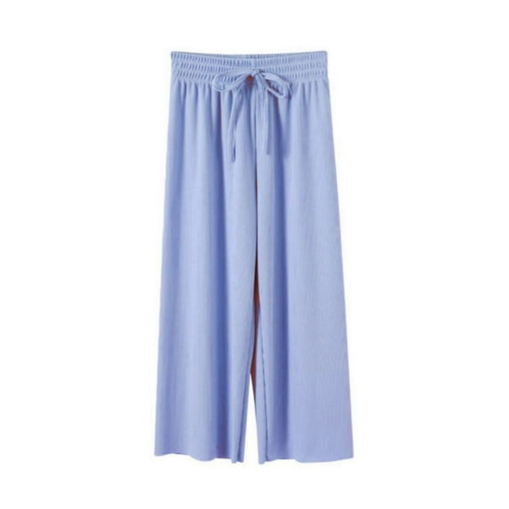 GYRATEDREAM Girls Flowy Wide Leg Dress Pants High Waisted Pants Kids Loose Trousers Casual Lightweight Joggers for 3-4Y Blue