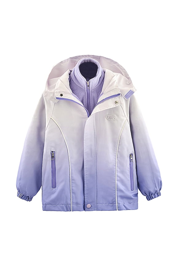 GYRATEDREAM Girls Jacket 3 In 1 Detachable Liner Fleece Snow Coat Windproof Warm Coat With Hood, 6-7 Years