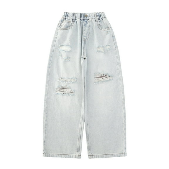 GYRATEDREAM Girls Jeans Baggy Pants Wide Leg/Flare/Skinny Denim Ripped High Waisted Teen Clothes Casual Streetwear Long Pants with Pocket Kids 5-14Y